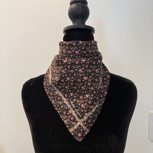 Ralph Lauren Floral Black and Pink Women's Handkerchief Bandana Scarf 20”